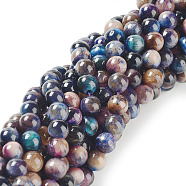 Natural Rainbow Tiger Eye Beads Strands, Dyed, Round, Royal Blue, 6mm, Hole: 1mm, about 62~63pcs/strand, 15.20''~15.59''(38.6~39.6cm)(G-NH0002-A01-A02)