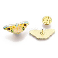 Butterfly with Sunflower Enamel Pin, Alloy Badge for Backpack Clothes, Golden, Colorful, 13x30x1.5mm(JEWB-G014-B01)