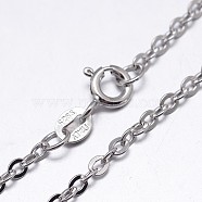 Rhodium Plated Sterling Silver Cable Chains Necklaces, with Spring Ring Clasps, Platinum, 22 inch, 1.3mm(X-NJEW-M157-30C-22)