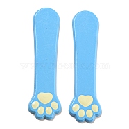 Opaque Resin Paw Print Cabochons, DIY Accessories, Light Sky Blue, 65.5x18x3mm(RESI-A027-01)