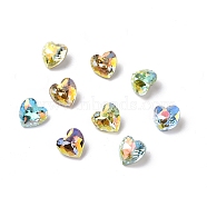 Light AB Style Glass Rhinestone Cabochons, Pointed Back & Back Plated, Heart, Mixed Color, 8x8x4mm(RGLA-J015-B-LA)