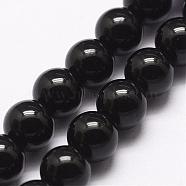 Natural Black Onyx Beads Strands, Dyed, Round, Black, 6mm, Hole: 1mm, about 32pcs/strand, 7.5 inch(G-A163-05-6mm)