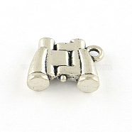 Binocular Tibetan Style Alloy Charms, Cadmium Free & Lead Free, Antique Silver, 13x17x4.5mm, Hole: 2mm, about 350pcs/1000g(TIBEP-S293-030AS-LF)