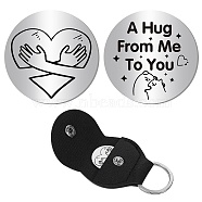 Pocket Hug Token Long Distance Relationship Keepsake Keychain Making Kit, Including PU Leather Holder Case Keychain Findings, 201 Stainless Steel Commemorative Inspirational Coins, Heart, 105x47x1.3mm(DIY-CN0002-67F)
