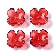 Baking Paint Glass Bead Caps, 4-Petal Flower, Red, 12x12x4.5mm, Hole: 1.4mm(GLAA-S202-04A)