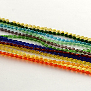 Transparent Glass Bead Strands, Faceted, teardrop, Mixed Color, 5x3mm, Hole: 1mm, about 99~101pcs/Strand, 19.7 inch(GLAA-Q042-M01)