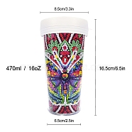 DIY Diamond Painting Cup Kits, with Resin Rhinestones, Diamond Sticky Pen, Tray Plate and Glue Clay, Butterfly, 165x65mm(PW-WG30377-01)