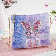 DIY Zipper Crossbody Bag Diamond Painting Kits, including PU Leather Bags, Resin Rhinestones, Diamond Sticky Pen, Tray Plate and Glue Clay, Rectangle, Butterfly Pattern, 150x180mm(DIAM-PW0001-100S)