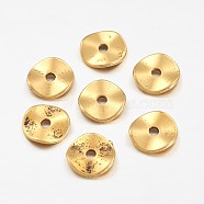 Tibetan Style Alloy Wavy Spacer Beads, Flat Round, Antique Golden, Lead Free & Cadmium Free, 10x1mm, Hole: 2mm(X-GLF9350Y)