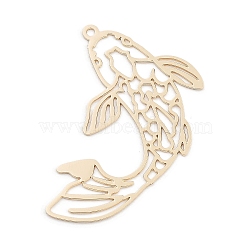 Long-Lasting Plated Brass Pendants, Fish, Light Gold, 27x25.5x0.3mm, Hole: 1mm(KK-K336-54KCG)