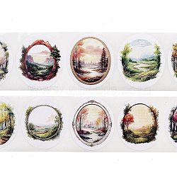 Picture Paper Stickers, Scenery View Decorative Stickers, Mixed Color, 35x30mm, 250pcs/roll(STIC-M002-06)