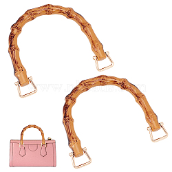 Resin Imitation Bamboo Bag Handles, with Zinc Alloy Clasp and Screw, for Handmade Bag Handbags Purse Handles Replacement, Arch, Camel, 13.5x10.9x1.55cm, Hole: 4mm(FIND-WH0127-06)