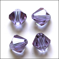 Imitation Austrian Crystal Beads, Grade AAA, Faceted, Bicone, Medium Purple, 6x6mm, Hole: 0.7~0.9mm(SWAR-F022-6x6mm-212)