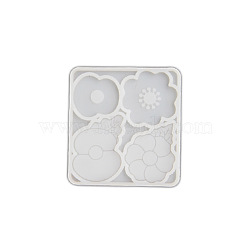 Silicone Molds, Brooch Molds, Gesso Resin Casting Molds, White, Flower, 76x72x4.5mm(PW-WG65D85-01)