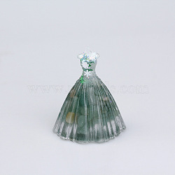 Resin Wedding Dress Display Decoration, with Natural Gemstone Chips inside Statues for Home Office Decorations, Medium Sea Green, 56x70mm(PW-WG69732-03)