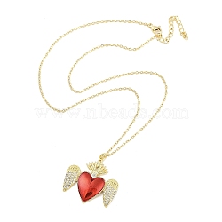 Brass Micro Pave Clear Cubic Zirconia Pendant Necklaces, Heart, Real 18K Gold Plated, 17.52 inch(445mm)(NJEW-Z035-04D-G)