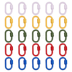 5Pcs 5 Colors Baking Paint Alloy Screw Locking Carabiners, Carabiner Enamel Oval Clasp, Mixed Color, 36.5x22x8mm, Inner Diameter: 28.5x12mm, 1pc/color(FIND-FI0001-12)