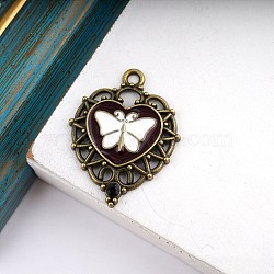 Halloween Alloy Rhinestone Pendants, with Enamel, for DIY Necklace Bracelet Earring Accessories, Butterfly, 34x25mm(FIND-SZC0013-242)