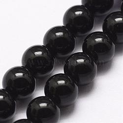 Natural Black Onyx Beads Strands, Dyed, Round, Black, 6mm, Hole: 1mm, about 32pcs/strand, 7.5 inch(G-A163-05-6mm)