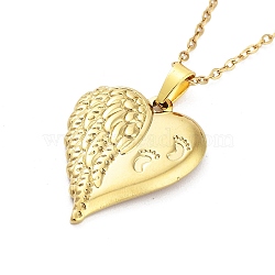 Heart with Wing 304 Stainless Steel Pendant Necklaces, Cable Chain Necklaces for Women, Real 18K Gold Plated, 15.75 inch(40cm), pendant: 26x21mm(NJEW-G083-03A-G)