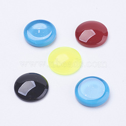 Painted Glass Cabochons, Half Round/Dome, Mixed Color, 18mm, 5mm(Range: 4.5~5.5mm) thick(DGLA-R026-18mm-M)