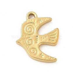 304 Stainless Steel Pendants, Bird Charm, Golden, 20.5x16.5x2mm, Hole: 1.8mm(STAS-I322-13G)