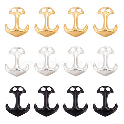 12Pcs 3 Colors 304 Stainless Steel Hook Clasps, For Leather Cord Bracelets Making, Anchor, Mixed Color, 31x24x6mm, Hole: 5x5mm, 4pcs/color(STAS-AR0001-86)