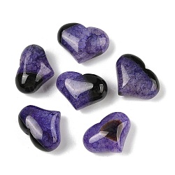 Natural Druzy Agate(Dyed & Heated) Heart Palm Stone, Healing Pocket Tone for Reiki Energy Balancing Meditation Gift, Medium Purple, 18.5~20x24~25.5x12~13.5mm(G-Q021-01B)