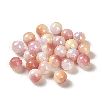 Opaque Acrylic Beads, Gradient Colorful, Round , Salmon, 6mm, Hole: 1.8mm, about 5000pcs/500g