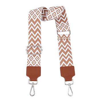 Ethnic Style Wave Pattern Adjustable Nylon Wide Crossbody Bag Straps, with Alloy Swivel Clasp, Peru, 65.4~131.2x5cm