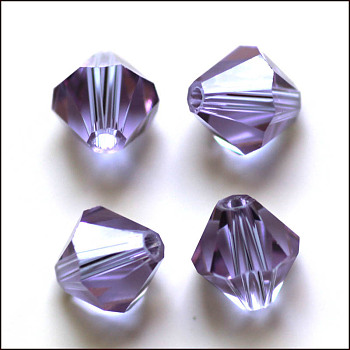 Imitation Austrian Crystal Beads, Grade AAA, Faceted, Bicone, Medium Purple, 6x6mm, Hole: 0.7~0.9mm