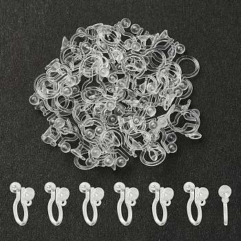 Plastic Clip-on Earring Findings, For Non-pierced Ears, Clear, 10.5x7mm, Hole: 0.6mm
