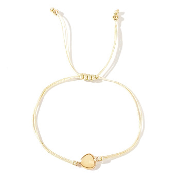 Elegant Golden Edge Glass Link Bracelets for Girlfriend and Family, Light Goldenrod Yellow, 11 inch(28cm)