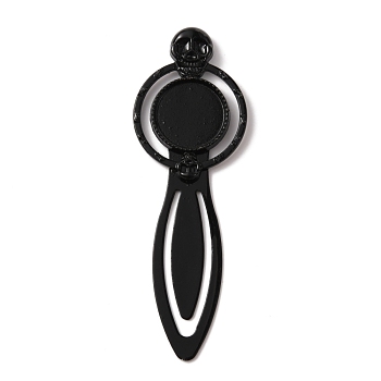 Zinc Alloy Bookmarks Finding, Bookmark Settings, Skull Pattern, 88x30x3.5mm, Tray: 18mm