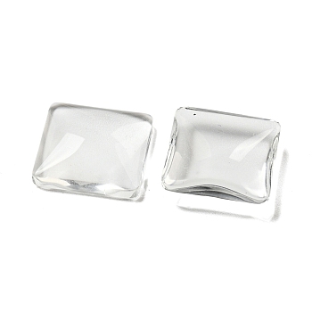 Transparent Glass Square Cabochons, Clear, 14x14x4mm