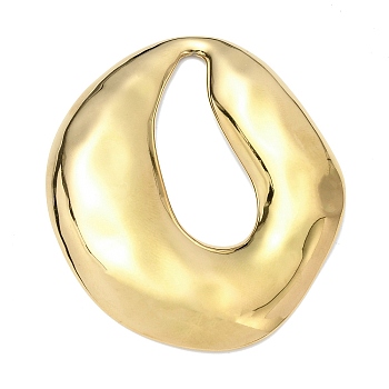 Textured 304 Stainless Steel Big Pendants,Real 18K Gold Plated, Flat Round Charm, 57x49x4mm, Hole: 35.5x13.5mm