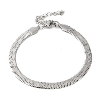 304 Stainless Steel Herringbone Chain Bracelet for Men Women, Stainless Steel Color, 7-1/8 inch(18cm)
