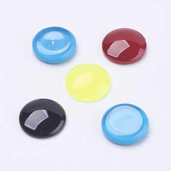 Painted Glass Cabochons, Half Round/Dome, Mixed Color, 18mm, 5mm(Range: 4.5~5.5mm) thick