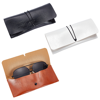 Elite 3Pcs 3 Colors Portable PU Leather Glasses Cases, Multifunctional Storage Bag, for Eyeglass, Sun Glasses Protector, Rectangle, Mixed Color, 81x183x4mm, 1pc/color