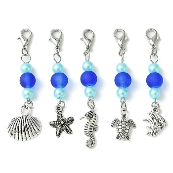 Alloy Pendant Decorations, Glass & Acrylic Bead and Zinc Alloy Lobster Claw Clasps Charm, Mixed Shapes, 57~64mm