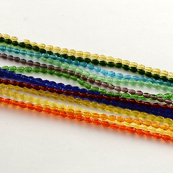 Transparent Glass Bead Strands, Faceted, teardrop, Mixed Color, 5x3mm, Hole: 1mm, about 99~101pcs/Strand, 19.7 inch
