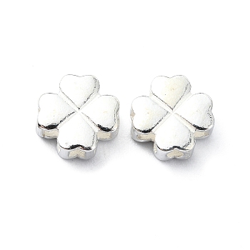 925 Sterling Silver Spacer Beads, Four Leaf Clover, Silver, 8x8x3mm