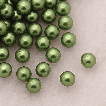 ABS Plastic Imitation Pearl Round Beads, Dyed, No Hole, Green, 8mm, about 1500pcs/bag