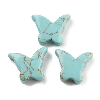 Dyed Synthetic Turquoise Pendants, Butterfly Charms, 19.5x15x5.5mm, Hole: 1mm