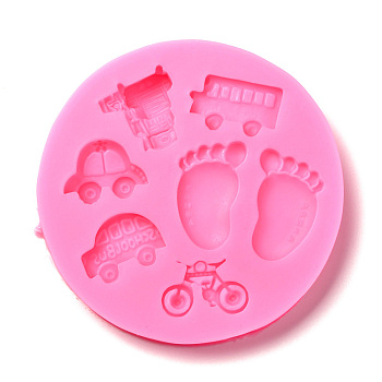 DIY Baby Theme Patterns Food Grade Silicone Fondant Molds, for UV & Epoxy Resin Jewelry Making, Hot Pink, 93x10mm, Inner Diameter: 18~36x24~29mm