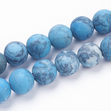 6mm Blue Round Map Stone Beads