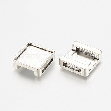 Antique Silver Square Alloy Slide Charms