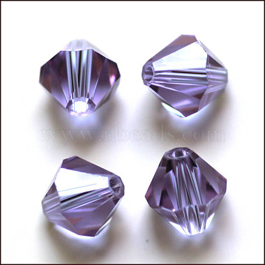 6mm Medium Purple Bicone Glass Beads