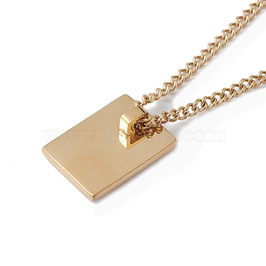 Titanium Steel Initial Letter Rectangle Pendant Necklace for Men Women(NJEW-E090-01G-06)-3