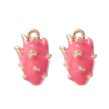 Light Gold Hot Pink Pitaya Brass+Enamel Charms